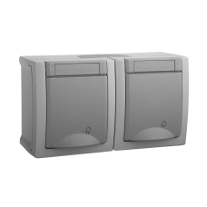 Priza dubla Shuko Panasonic Pacific, IP54, Gri