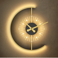Ceas decorativ LED de perete 24W, lumină caldă 3000K, design modern, 320×390 mm