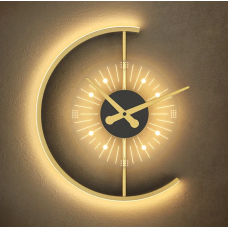 Ceas decorativ LED de perete 24W, lumină caldă 3000K, design modern, 320×390 mm