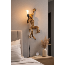 Aplica decorativa de perete Monkey, finisaj auriu, design modern, E27