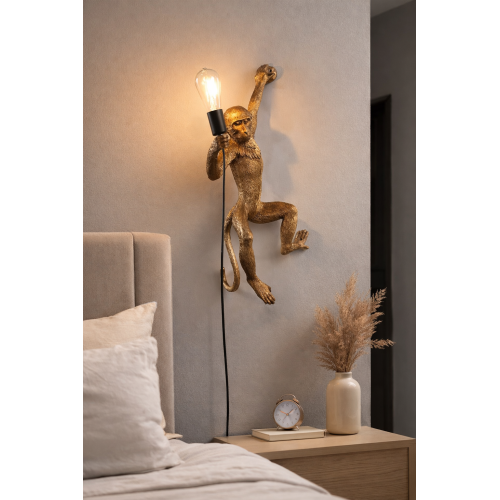 Aplica decorativa de perete Monkey, finisaj auriu, design modern, E27