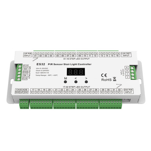 Controller Iluminat LED Scari Inteligente, 32 trepte, 2 senzori miscare,1 senzor lumina, modul RGB LED Pixel